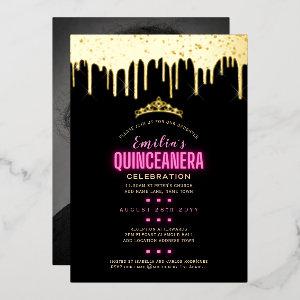 Gold Foil Girly Pink PHOTO Birthday Quinceanera  Foil