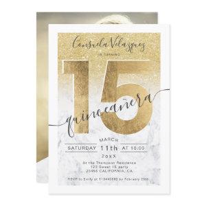 gold foil glitter marble chic quinceanera photo