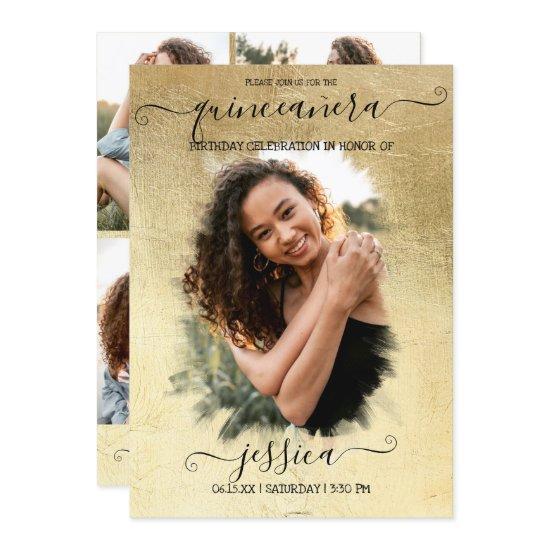 Gold Foil Halo Photo Collage Quinceañera