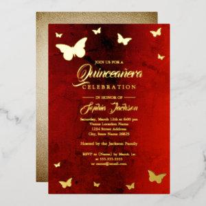 GOLD FOIL Red Butterfly Quinceanera Foil