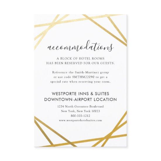 Gold Geometric Border Modern Hotel Info Enclosure Card