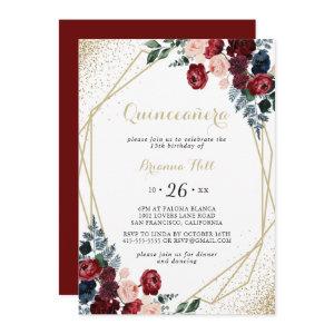 Gold Geometric Burgundy Navy Floral Quinceañera