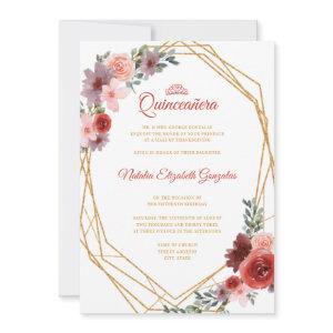 Gold Geometric Floral 15th Birthday Quinceanera