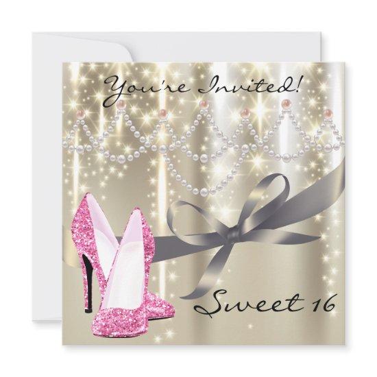 Gold Glimmer Pink Glitter Shoes Sweet Sixteen