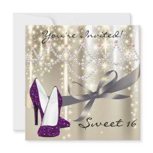 Gold Glimmer Purple Glitter Shoes Sweet Sixteen
