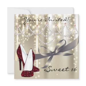 Gold Glimmer Red Glitter Shoes Sweet Sixteen
