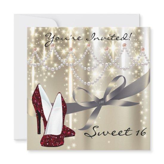 Gold Glimmer Red Glitter Shoes Sweet Sixteen