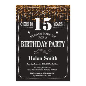 Gold Glitter 15th Birthday
