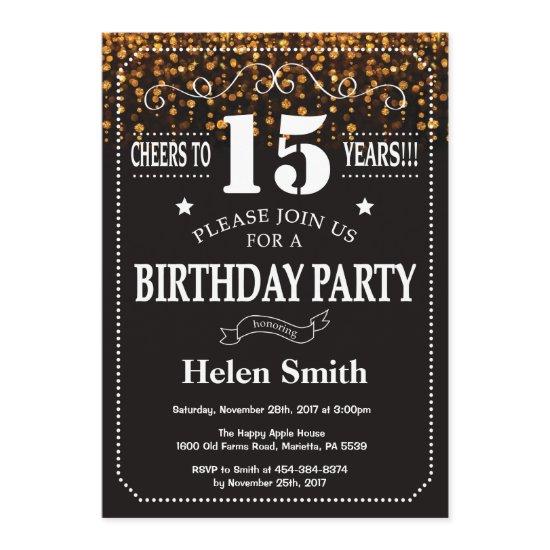 Gold Glitter 15th Birthday