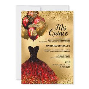 Gold Glitter Balloons Burgundy Dress Quinceanera