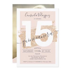 gold glitter brushstroke blush quinceanera photo