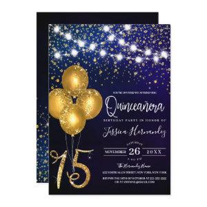 Gold Glitter Confetti Balloons Lights Quinceañera