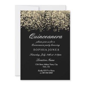 Gold Glitter Confetti Black Quinceanera Party
