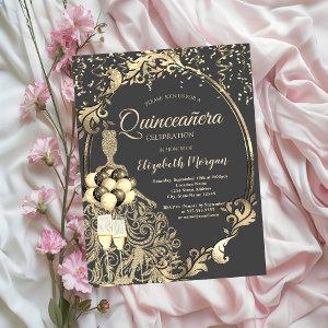 Gold Glitter Dress,Balloons Glitter Quinceanera