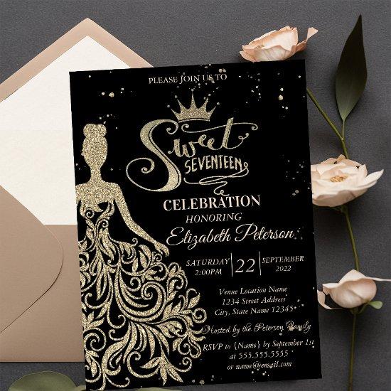 Gold Glitter Dress,Confetti Black Quinceañera