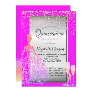 Gold Glitter Dress,Heels, Pink Quinceañera