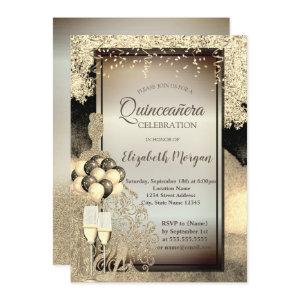 Gold Glitter Dress,Heels,Quinceanera Celebration