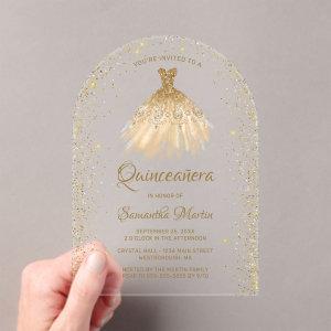 Gold Glitter Dress Quinceañera Party Acrylic