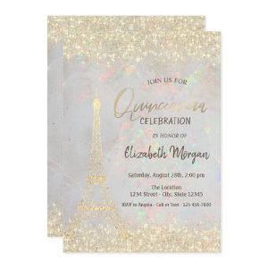 Gold Glitter Eiffel Confetti Opal Quinceañera