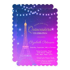 Gold Glitter Eiffel Tower,Burgundy  Quinceañera In