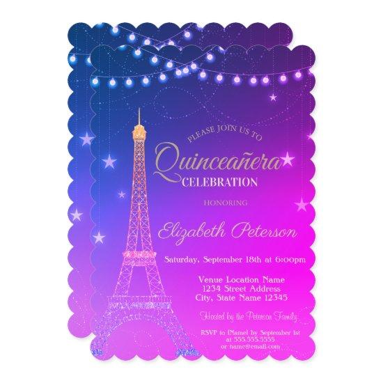Gold Glitter Eiffel Tower,Burgundy  Quinceañera In
