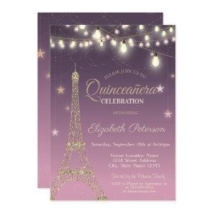 Gold Glitter Eiffel Tower,Burgundy  Quinceañera