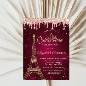 Gold Glitter Eiffel Tower Tiara Drips Quinceañera