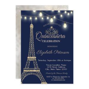 Gold Glitter Eiffel Tower,Tiara Quinceañera