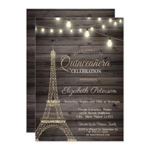 Gold Glitter Eiffel Tower,Wood  Quinceañera