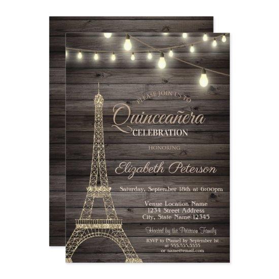 Gold Glitter Eiffel Tower,Wood  Quinceañera