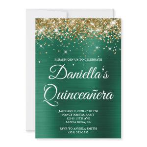 Gold Glitter Hunter Green Foil Quinceañera