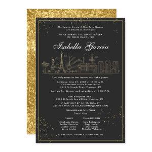 Gold Glitter Las Vegas Quinceañera Birthday