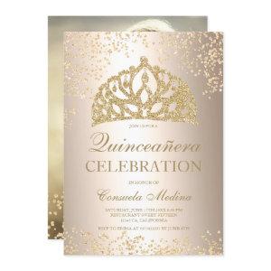 gold glitter metallic photo tiara Quinceañera