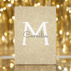 Gold Glitter Monogram Sparkle Quinceanera