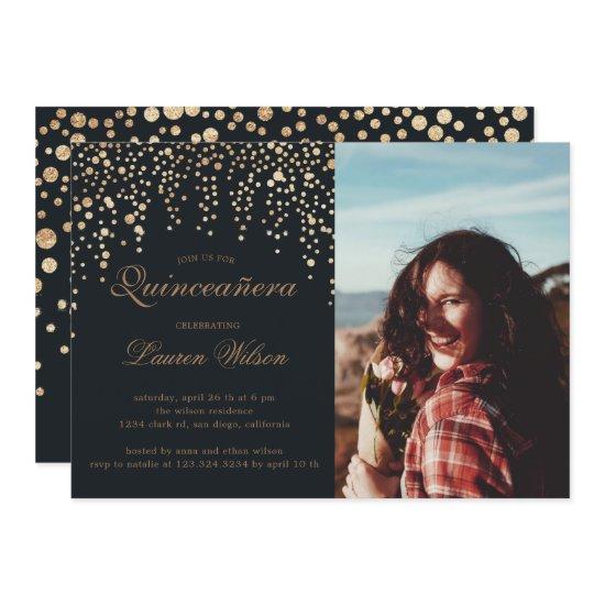gold glitter on black Quinceanera Photo