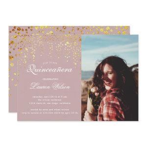 gold glitter on blush Quinceanera Photo
