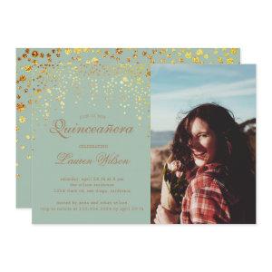 gold glitter on green Quinceanera Photo
