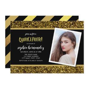 Gold Glitter Photo Quinceanera