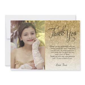 Gold Glitter Photo Thank You Card