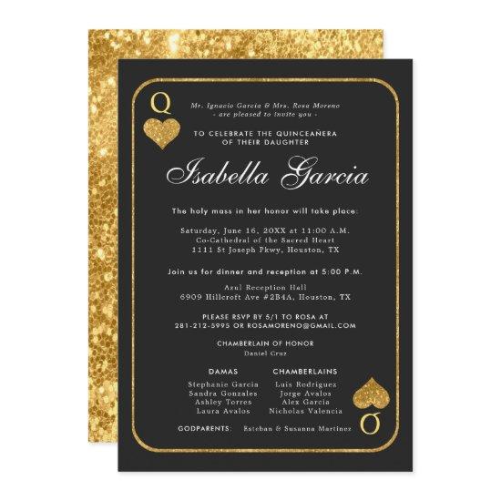 Gold Glitter Playing Card | Las Vegas Quinceañera
