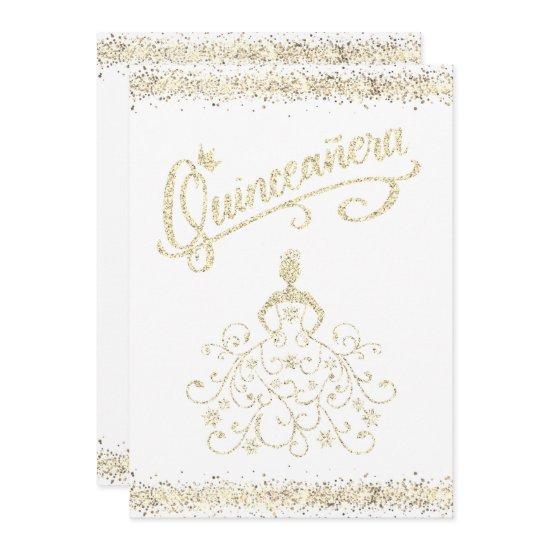 Gold Glitter Quinceañera 15 Crown