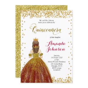 Gold Glitter Quinceañera  Red Burgundy