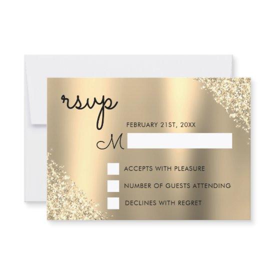 Gold Glitter Quinceanera RSVP