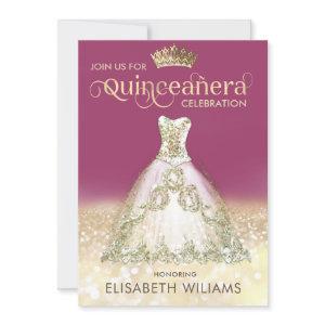 Gold glitter sparkle dress ombre tiara Quinceañera