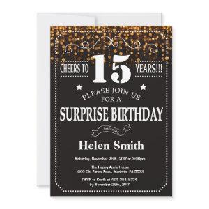 Gold Glitter Surprise 15th Birthday
