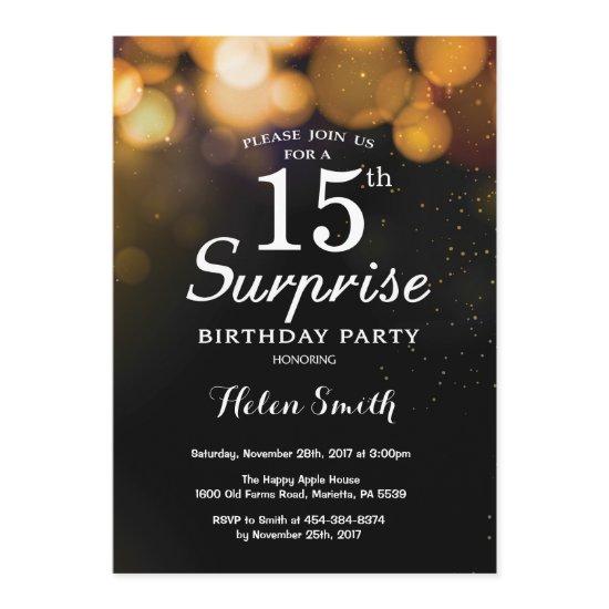 Gold Glitter Surprise 15th Birthday