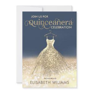 Gold glittery sparkle dress ombre Quinceañera Invi