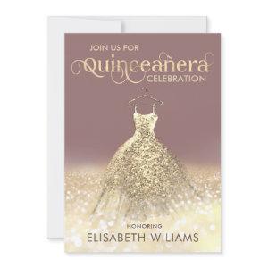 Gold glittery sparkle dress ombre Quinceañera Invi