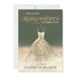 Gold glittery sparkle dress ombre Quinceañera Invi