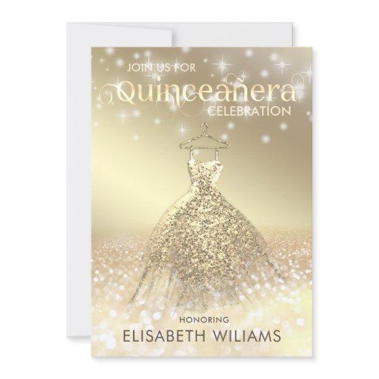 Gold glittery sparkle dress ombre Quinceañera